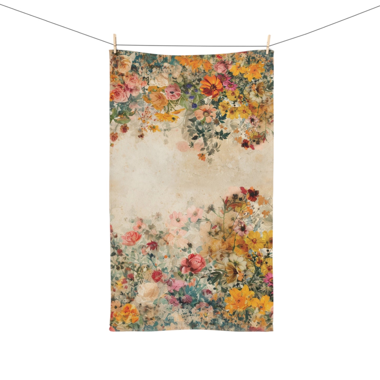 Hand Towel Vintage Pressed Flowers Garden Bathroom Accent towel