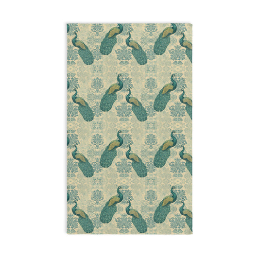 Hand Towel in Blue Damask Peacocks