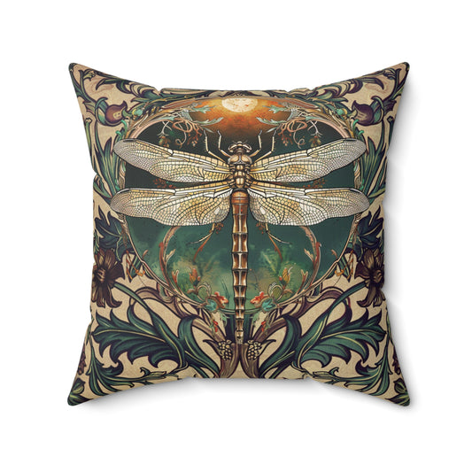 Dragonfly Moon Floral Pillow