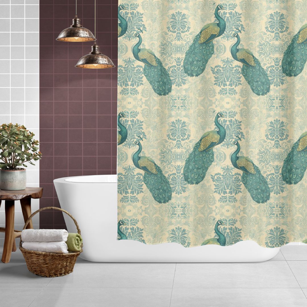 Peacock Print Shower Curtain