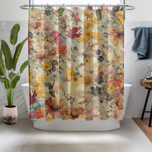 Pressed Flowers Print Shower Curtain