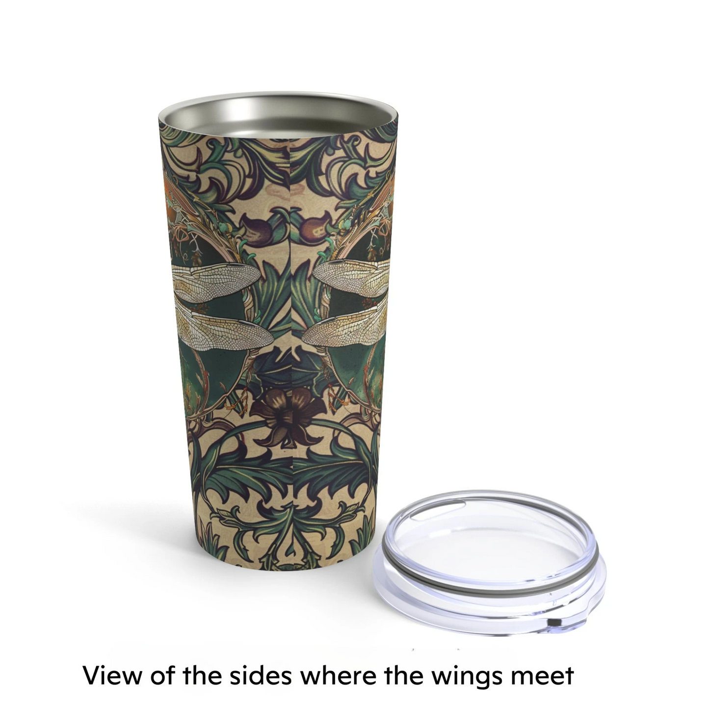 Double Dragonfly Moon Steel Tumbler Thermos Travel Cup